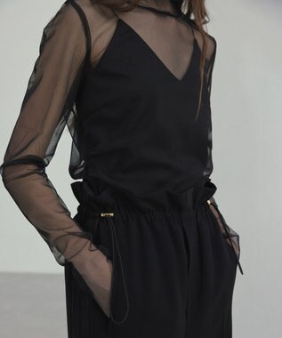 BEIGE， 【洗える・Precious 7月号掲載】ABELIA / コットンVラインカップ付きキャミソール Black