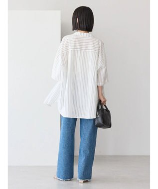 AMERICAN HOLIC 接触冷感＋ＵＶカットＷポケットＢＩＧシャツチュニック Stripe Ivory