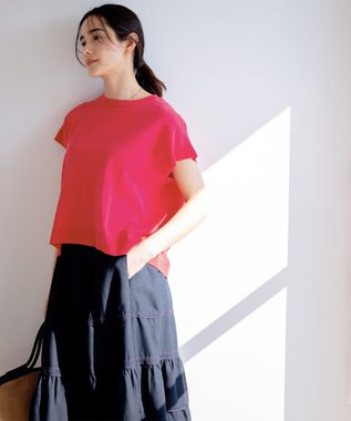 組曲 L 【洗える・型崩れしにくい】CHAI ニットTシャツ オールドローズ系