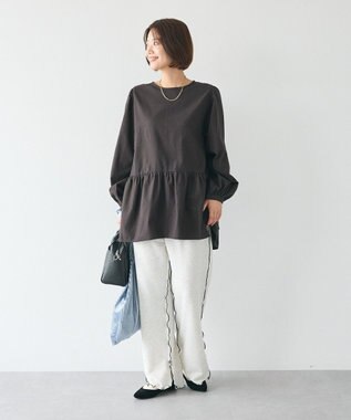CRAFT STANDARD BOUTIQUE ボリュームスリーブウエストギャザーチュニック Charcoal Gray