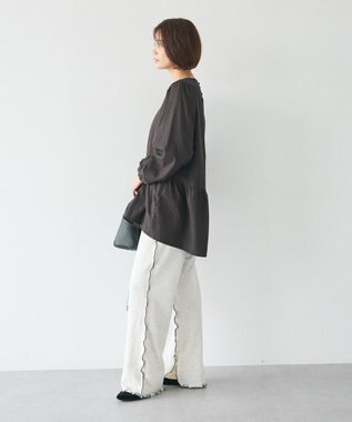 CRAFT STANDARD BOUTIQUE ボリュームスリーブウエストギャザーチュニック Charcoal Gray