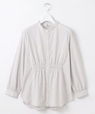 J.PRESS LADIES 【洗える・接触冷感・UVケア】エステネージュストライプ シャーリング  ブラウス グレーストライプ系