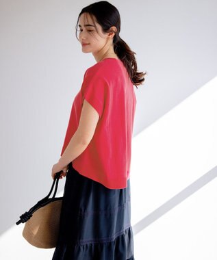 組曲 【洗える・型崩れしにくい】CHAI ニットTシャツ オールドローズ系