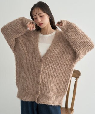 earth music&ecology 【予約】カラーミックスシャギーカーディガン モカ