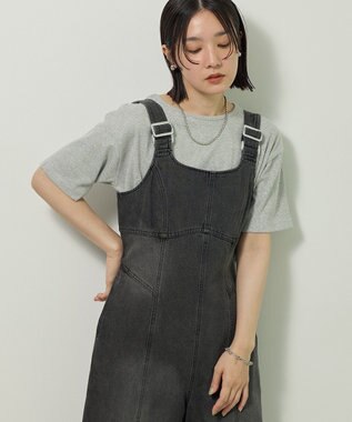 Green Parks ・ＳＵＧＡＲ　ＳＰＯＯＮ　デニムコルセットオールインワン Black