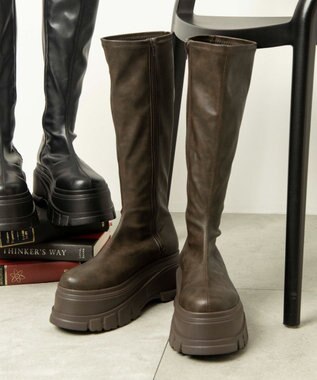 WEGO 厚底ボリュームロングブーツ ブラウン