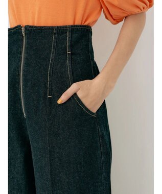 earth music&ecology フロントジップデニムパンツ Indigo