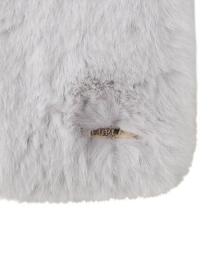 MOONBAT 【大人百花1月号掲載】FURLA フェイクファーマフラー ベルト差し込み ファーティペット ロゴプレート付 ライトグレー