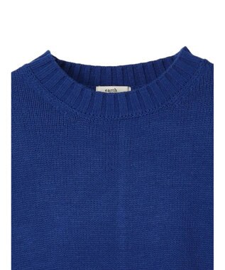earth music&ecology ウォッシャブル脇スリットクルーネックプルオーバー Blue