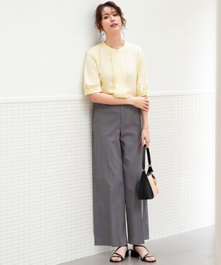 ANY SIS バンドカラーフロントタック ブラウス ライトイエロー