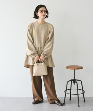 CRAFT STANDARD BOUTIQUE ボリュームスリーブウエストギャザーチュニック Stripe