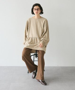 CRAFT STANDARD BOUTIQUE ボリュームスリーブウエストギャザーチュニック Stripe