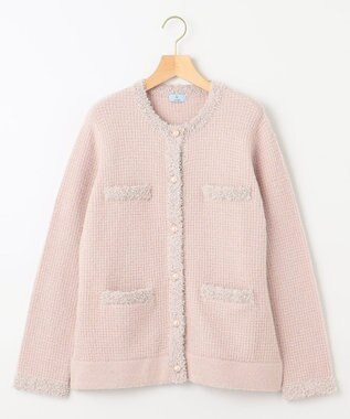組曲 ツイードニット ジャケット ピンクベージュ系
