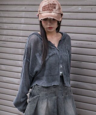 WEGO ヴィンテージウォッシュメッシュパーカー