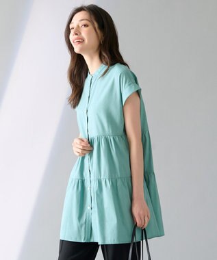 ANY 【洗濯機可能】シルキーソフトティアードブラウス ミント