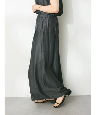 CRAFT STANDARD BOUTIQUE やわらかデニムタックワイドフレアパンツ Black