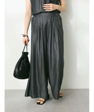 CRAFT STANDARD BOUTIQUE やわらかデニムタックワイドフレアパンツ Black