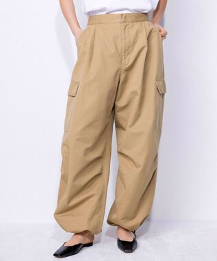 NAVE 【ReNave・セットアップ可/洗える】コットンリネンカルゼ  カーゴパンツ ベージュ系