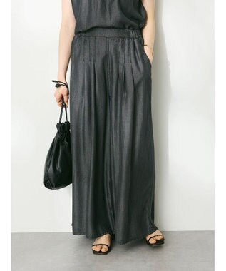 CRAFT STANDARD BOUTIQUE やわらかデニムタックワイドフレアパンツ Black