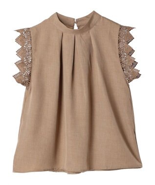 Green Parks ・ＥＬＥＮＣＡＲＥ　ＤＵＥ　リネンライクレースブラウス Mocha