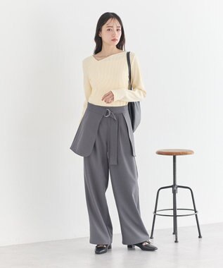 earth music&ecology アシメネックリブプルオーバー Light Yellow