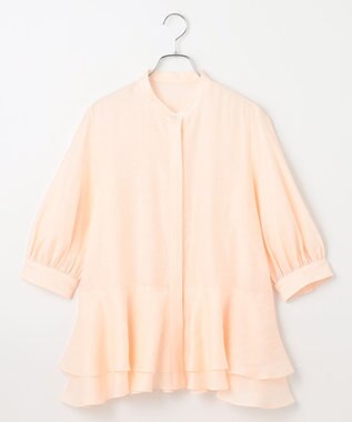 #Newans 【洗える】ダブルフリルヘムシアーシャツ シアーピンク