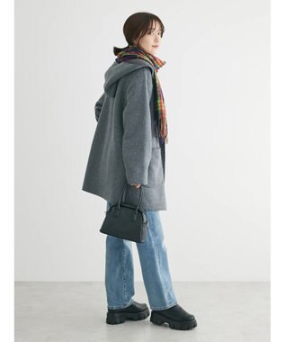 Green Parks ２ｗａｙフード裏ボアミディ丈コーディガン Gray Mixture