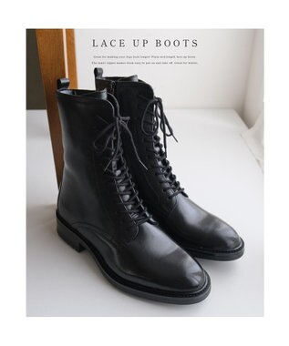 Pointer 本革レースアップブーツ ブラック