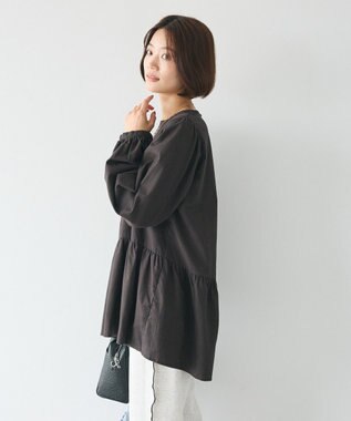CRAFT STANDARD BOUTIQUE ボリュームスリーブウエストギャザーチュニック Charcoal Gray