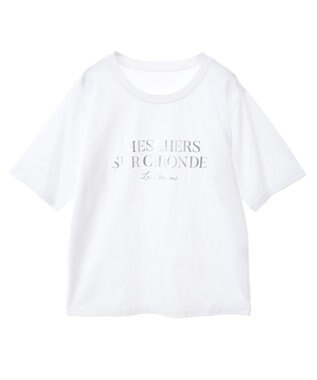 Green Parks 箔プリントフェミニンロゴＴシャツ Off White