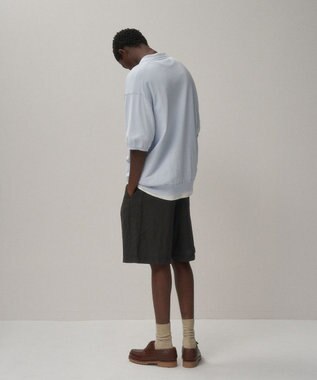 ATON COTTON WASHI KNIT | ハーフスリーブポロセーター - UNISEX SAX