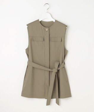 自由区 【SHIHOさん着用・セットアップ対応】リネンストレッチ ジレ カーキ
