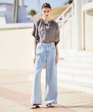 BEIGE， LILAC / ギャザーブラウス Steel