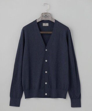 GOTAIRIKU 体温調整に【洗える/チクチクしにくい/ピリングしにくい】イタリア糸 ハイゲージ カーディガン_WOOL100% ネイビー系