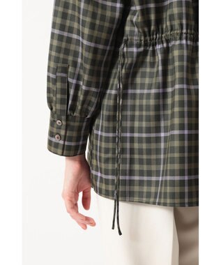 DAKS チェック ドローストリングオーバーシャツ グリーン