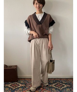 Green Parks フリンジベスト Brown