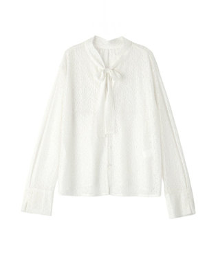 CRAFT STANDARD BOUTIQUE ＜セレモニー＞前後2WAYレースボウタイブラウス White