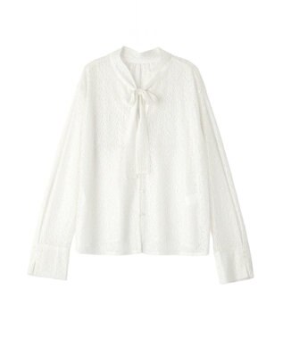 CRAFT STANDARD BOUTIQUE ＜セレモニー＞前後2WAYレースボウタイブラウス White