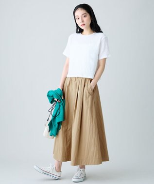 ANY L レースショート丈Tシャツ オフ