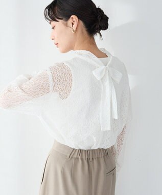 CRAFT STANDARD BOUTIQUE ＜セレモニー＞前後2WAYレースボウタイブラウス White