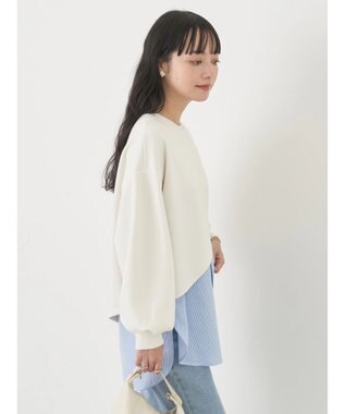 earth music&ecology ＳＥＴ２点カットプルオーバー＋シャツドッキングタンク Ivory