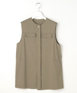 自由区 【SHIHOさん着用・セットアップ対応】リネンストレッチ ジレ カーキ