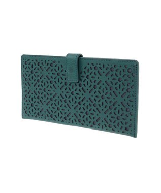 genten ダイヤカットワーク　マチなし長財布 ブルーグリーン