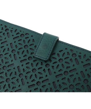 genten ダイヤカットワーク　マチなし長財布 ブルーグリーン