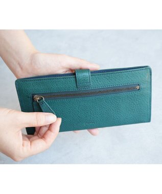 genten ダイヤカットワーク　マチなし長財布 ブルーグリーン