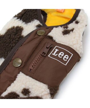 PET PARADISE Lee 牛柄 背中開きボアベスト 《 白茶》 小型犬 牛柄 白茶