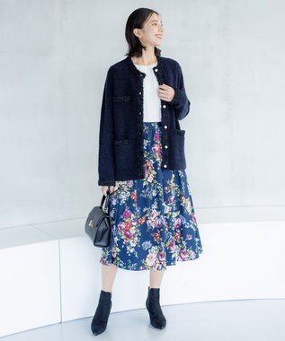 組曲 S 【23AW】ローズブーケプリント フレアスカート ネイビー系5