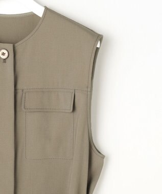 自由区 【SHIHOさん着用・セットアップ対応】リネンストレッチ ジレ カーキ