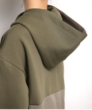 Tiaclasse 【洗える】ダンボール切替パーカーワンピース カーキ