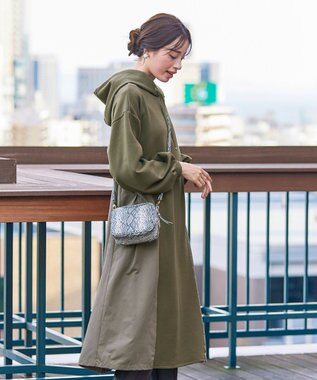 Tiaclasse 【洗える】ダンボール切替パーカーワンピース カーキ